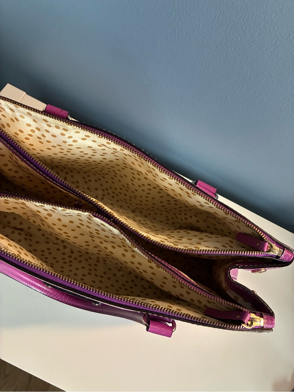 Kate Spade Fuchsia Leather Satchel with Gold Hardware - Picture 6 of 9
